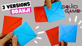 How To Make Squid Game Ddakji 3 versions viral Korean flip paper game 🟥🟦 [upl. by Akemak]