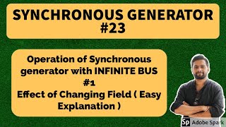 23 Operation of Synchronous Gen with Infinite bus 1  Effect of changing field current easy [upl. by Anitsim]