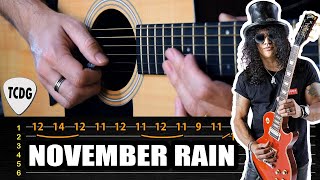 Como tocar el solo de NOVEMBER RAIN en guitarra acústica  Tablaturas TCDG [upl. by Clymer752]