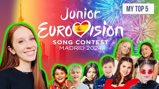 MY TOP 5 SONGS JUNIOR EUROVISION 2024 [upl. by Aelram]