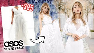 I Tried On CHEAP Wedding Dresses From ASOS [upl. by Llirret78]