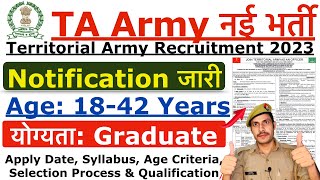 TA Army Recruitment 2023  Territorial Army New Vacancy 2023  Territorial Army Recruitment 2023 [upl. by Strickler647]