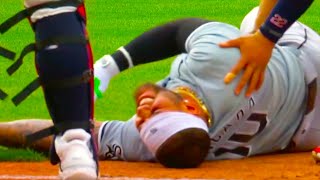 Yoan Moncada Injury Goes Down Running to First Base FULL CLIP Guardians vs White Sox  MLB News [upl. by Anatnom920]