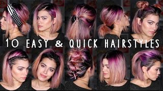 10 EASY and QUICK Hairstyles for Short Hair  Heatless  Braidless [upl. by Weitman]