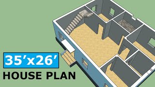 35x26 House Plans Design  910 Sq Ft Home Plan Design [upl. by Imailiv]