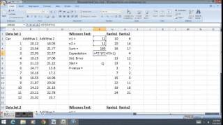 Wilcoxon Rank Sum Test in Excel [upl. by Aioj]