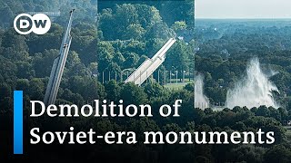 Latvia topples massive 79meter Sovietera monument  DW News [upl. by Proulx]