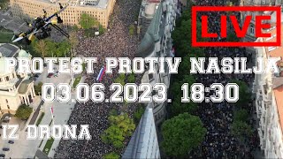 Uživo iz drona Protest protiv nasilja subota 03062023 u 1830 [upl. by Phip]