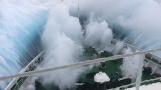 Ship in Storm  Cruise Ship Climbing Up Big Waves [upl. by Oriole]