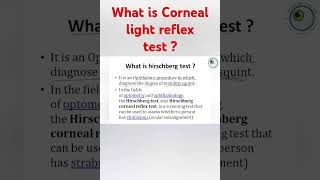 hirschberg corneal reflex test  corneal light reflex test  interpretation of hirschberg test [upl. by Mireille]