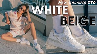 The CLEANEST 550 YET New Balance 550 quotSilver Birchquot White Beige On Foot Review How to Style [upl. by Nairad]