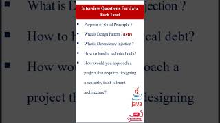 Important Java Tech Lead Interview Questions [upl. by Enivid]