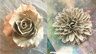 making clay flowers roses dhalia and carnation [upl. by Esinaj]