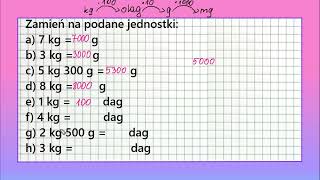 JEDNOSTKI Masy zamiana jednostek  klasa 4 zadanie 1 [upl. by Gallard]