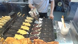 Japanese Street Food  TAIYAKI fish shaped pancake from Japan [upl. by Darell566]