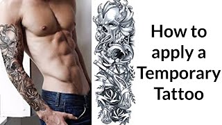 How to apply long full arm temporary tattoo transfer body art sticker Kraken pirate cosplay [upl. by Rebmyt27]