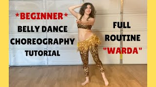 Beginner Belly Dance Choreography Tutorial  quotWardaquot Bellydance Superstars [upl. by Esinek]