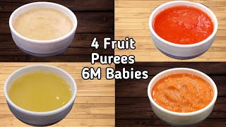 Baby Foods  4 Fruit Purees  Weight Gain Food for 6M Babies [upl. by Bouchier]