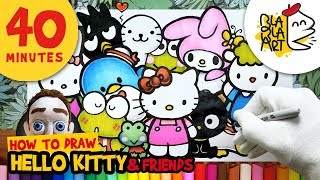 HOW TO DRAW HELLO KITTY amp FRIENDS  Sanrio Characters kawaii drawing for Kids  BLABLA ART [upl. by Boelter]