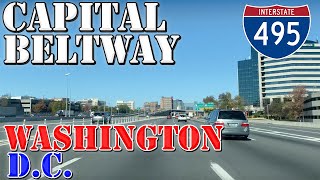 I495  The Capital Beltway  FULL Loop ALL Exits  Washington DC  4K Highway Drive [upl. by Ahsiyk859]