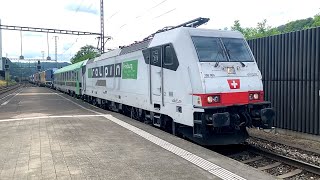 TRAINS IN SLOMO  BLS Cargo mit RoLa  Ralpin [upl. by Reisch807]