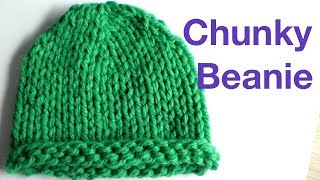 Mütze stricken für Anfänger  Chunky Beanie [upl. by Wichern980]