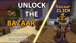 How to Unlock the Bazaar in Hypixel Skyblock on your first day  Hypixel Skyblock Guide [upl. by Joacima]