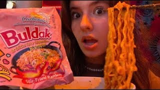 ASMR EATING SPICY RAMEN 🍜🔥 [upl. by Nohsyar]