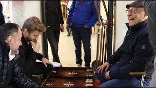 Undercover Backgammon Grandmaster plays in Istanbul Grand Bazaar FUN TO WATCH [upl. by Winslow]