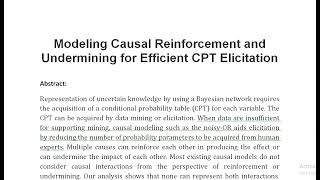 Modeling Causal Reinforcement and Undermining for Efficient CPT Elicitation [upl. by Pironi]