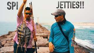 South Padre Island JETTIES FISHING for powerful fish [upl. by Ylloh]