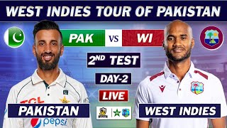 PAKISTAN vs WEST INDIES 2nd TEST MATCH DAY 2 LIVE COMMENTARY  PAK vs WI TEST LIVE  WI 4 WICKETS [upl. by Amikay141]