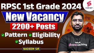 RPSC 1st Grade New Vacancy 2024  Notification Eligibility  RPSC 1st Grade Latest News Nadeem Sir [upl. by Aramac]