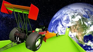 Using GIANT RAMPS to Jump The FASTEST CARS Over PLANETS in BeamNG Drive Mods [upl. by Lavinia]