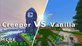 Minecraft Pe Vanilla vs CSPE Creeper Shaders  Realistic ultra shaders 2020 for MCPE 114251 [upl. by Nnor]