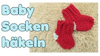 Babysocken häkeln 03 Monate Häkelanleitung [upl. by Athallia]