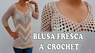 quotCOMO TEJER BLUSA FRESCA A CROCHETquot  Todo en crochet [upl. by Llerrod613]