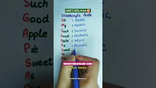 Dicarboxylic Acids chemistry neet neet2025 jee nda shorttrick shorts neetchemistry trending [upl. by Elisabet]