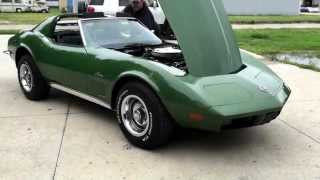 1973 Corvette Stingray  Elkhart green metallic ttops 350ci V8 [upl. by Ecaidnac]