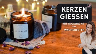 Duftkerzen selber machen  DIY Kerzen gießen mit Blüten aus Sojawachs oder Wachsresten [upl. by Samanthia285]