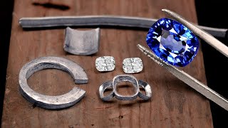 Making a HUGE 5 Carat Sapphire Ring by Hand – STUNNING [upl. by Darice]