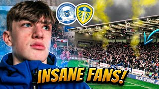 CRAZY LEEDS UNITED AWAY FANS TAKEOVER PETERBOROUGH [upl. by Nerreg]