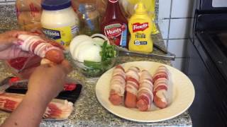 Como hacer hot dogs con tocino [upl. by Nakhsa]