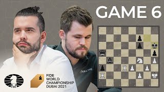 FIDE World Chess Championship Game 6  Carlsen vs Nepo [upl. by Essirahc]