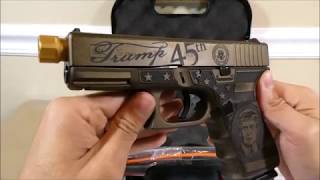 Trump Glock 19 1080HD with gold Zaffiri Precision threaded barrel Unboxing [upl. by Enaffit425]