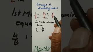 Arranging fractions in ascending order MathMarrowMath shortsunlike fractions [upl. by Delwin]