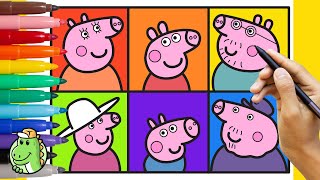 Drawing And Coloring PEPPA PIG With Her FAMILY  Easy Drawing For Kids Cute [upl. by Clayton]