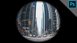 Create a fisheye lens effect  PHOTOSHOP TUTORIAL [upl. by Sileas]