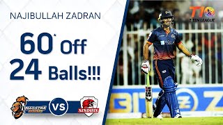 Young Najibullah Zadrans classy hitting 60 off 24 balls T10 League Season 2 [upl. by Yllatan]