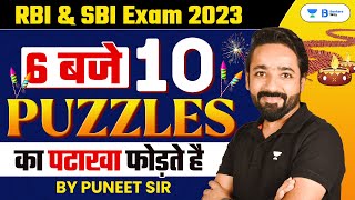 RBI amp SBI Exam 2023  10 Puzzles in Reasoning for RBI and SBI Exams  Reasoning  Puneet Sir [upl. by Elatnahc529]